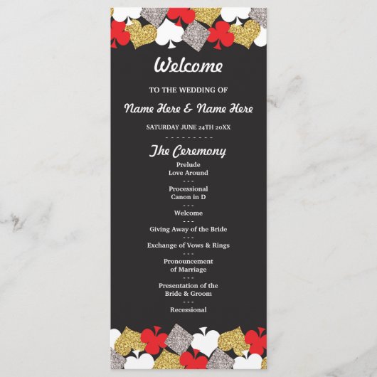 Las Vegas Casino Glitter Kaarten Huwelijksprogramm (Voorkant)