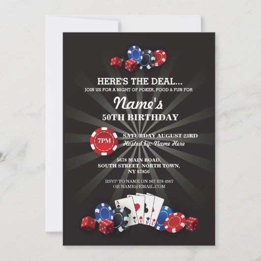 Las Vegas Casino Night Anniversaire Invitation de  (Devant)
