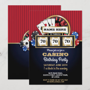 Las Vegas Casino Night Birthday Party Invite Kaart