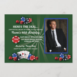 Las Vegas Casino Night Birthday Party Photo Invite Kaart