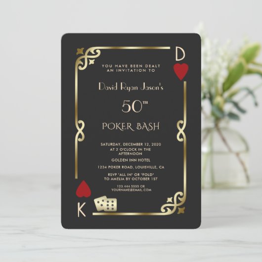 Las Vegas Casino Night Great Gatsby Man Birthday Kaart (Staand voorkant)