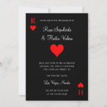 Las Vegas Casino Poker jouer carte Invitation<br><div class="desc">Conçu comme un as de coeurs jouant la carte avec les initiales de la mariée et du marié. Parfait pour un casino, un thème de poker ou un mariage de Las Vegas. Le texte de style rétro lui donne une torsion de hanche. Noir et rouge avec texte blanc. Carte RSVP...</div>