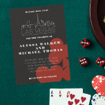Las Vegas Casino Skyline Faire-part de mariage<br><div class="desc">Un faire-part de mariage moderne et amusant pour invitation vos invités à votre événement à Las Vegas! Cette invitation comprend des graphismes en couleur rouge, un rendu moderne de la ligne d'horizon de Las Vegas, ainsi que des polices et du texte entièrement personnalisables sur arrière - plan noir graphite. À...</div>