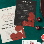 Las Vegas Casino Skyline Mariage Détails Carte<br><div class="desc">Une carte d'enceinte pour les détails de faire-part de mariage ludique et moderne pour informer vos invités sur votre événement à Las Vegas! Ce boîtier de détails d'invitation comprend des graphismes en couleur rouge, un rendu moderne de la ligne d'horizon de Las Vegas, ainsi que des polices et du texte...</div>