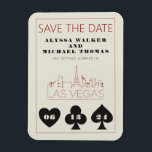Las Vegas Casino Skyline Mariage Enregistrer La Da<br><div class="desc">Un mariage amusant et moderne Save the Date aimant pour exciter vos invités pour votre mariage à Las Vegas! Ce Save the Date présente des graphites en noir gras de carte à jouer, un rendu moderne de la ligne d'horizon de Las Vegas, ainsi que des polices et du texte entièrement...</div>