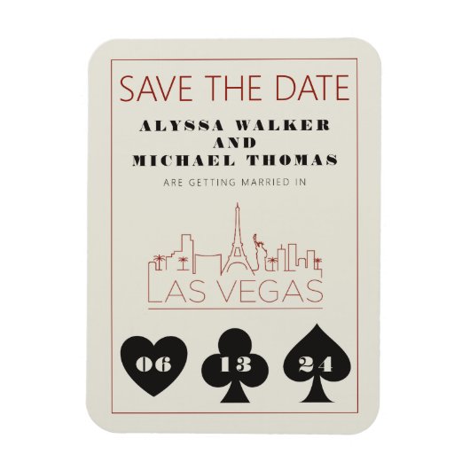 Las Vegas Casino Skyline Wedding Sla de datum op Magneet (Verticaal)