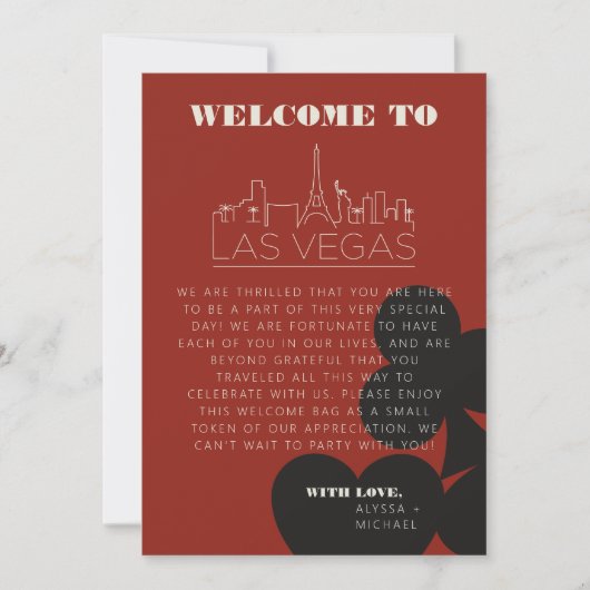 Las Vegas Casino Skyline Wedding Welkomstroute Kaart (Voorkant)
