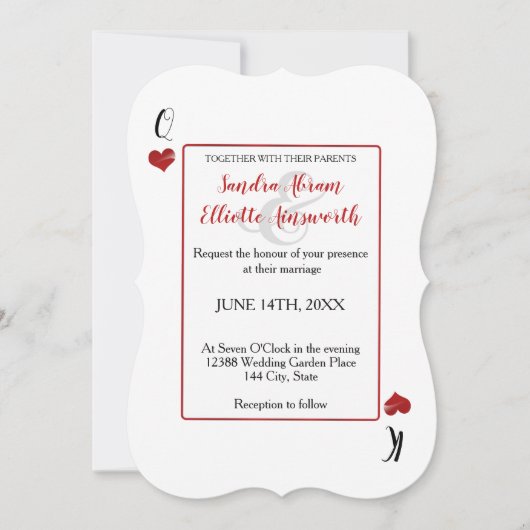 Las Vegas Casino speelkaarten Red Hearts Wedding Kaart (Voorkant)