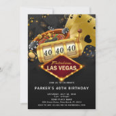 Las Vegas Casino Verjaardagsfeest Zwart Goud Kaart (Voorkant)