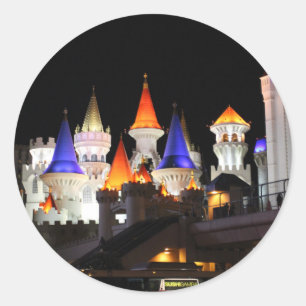 Las Vegas Castle Hotel Gaming Vegas City Colorful Ronde Sticker