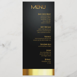 Las Vegas chanceux en noir/or de menu de dîner