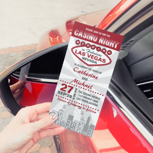 Las Vegas City Skyline Casino Nacht bruiloft Kaart