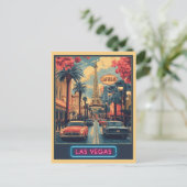 Las Vegas Cityscape met Eiffeltoren - Retro Briefkaart (Staand voorkant)