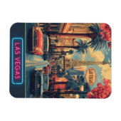 Las Vegas Cityscape met Eiffeltoren - Retro Magneet (Horizontaal)