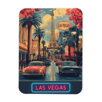 Las Vegas Cityscape met Eiffeltoren - Retro