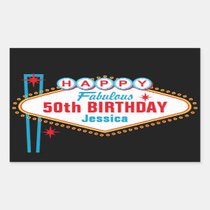 Las Vegas Custom Happy Birthday Rechthoekige Sticker