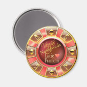 Las Vegas Deluxe Coral Peach Casino Chip Favor Magneet (Voorkant / Achterkant)