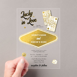 Las Vegas Destination Casino Wedding Lucky in Love Acryl Uitnodigingen