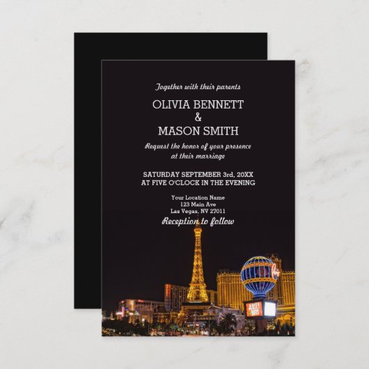 Las Vegas Destination Mariage Invitation (Devant / Derrière)