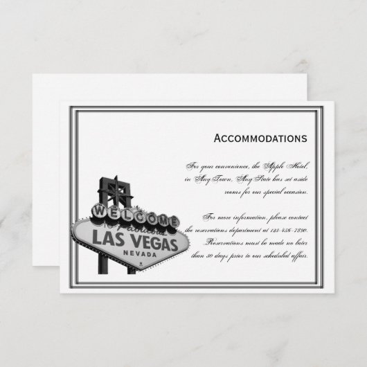 Las Vegas Destination Wedding Accomodations Informatiekaartje (Voorkant / Achterkant)