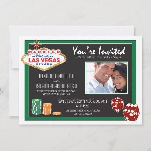 Las Vegas Destination Wedding Invitation (groen) Kaart (Voorkant)