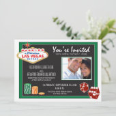 Las Vegas Destination Wedding Invitation (groen) Kaart (Staand voorkant)
