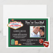 Las Vegas Destination Wedding Invitation (groen) Kaart (Voorkant / Achterkant)