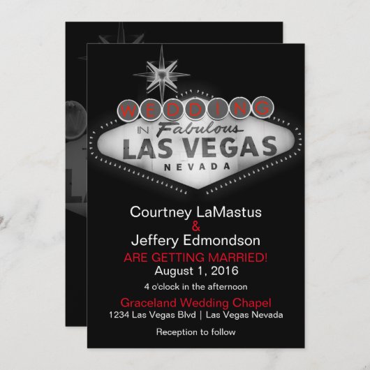 Las Vegas Destination Wedding Invitation Kaart (Voorkant / Achterkant)