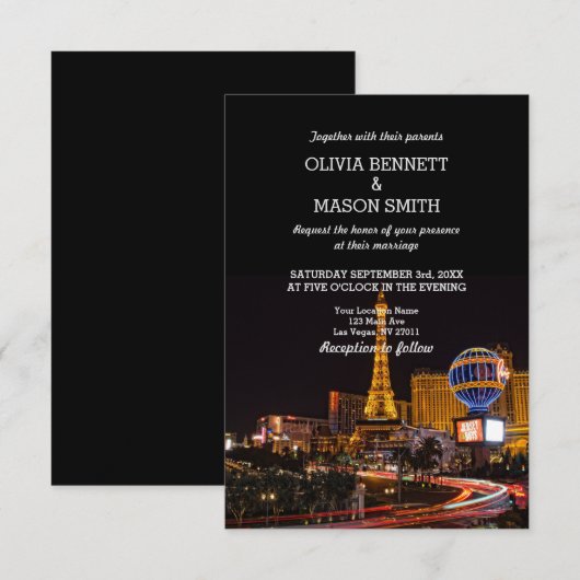 Las Vegas Destination Wedding Invitation Kaart (Voorkant / Achterkant)
