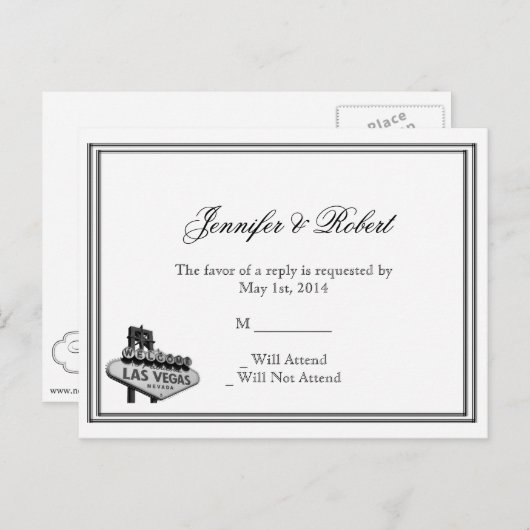Las Vegas Destination Wedding RSVP Briefkaart (Voorkant / Achterkant)