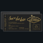 Las Vegas Destination Wedding Save the Date Magnet<br><div class="desc">Las Vegas Wedding Enregistrer la date Carte d'embarquement magnétique Billet d'avion en noir et or élégant. Les invités adorent obtenir ces mariages de destination amusante, sauf les dates pour les Mariages de Vegas! Presque tout sur ce modèle Las Vegas Boarding Pass peut être changé lorsque vous cliquez sur "customiser plus...</div>