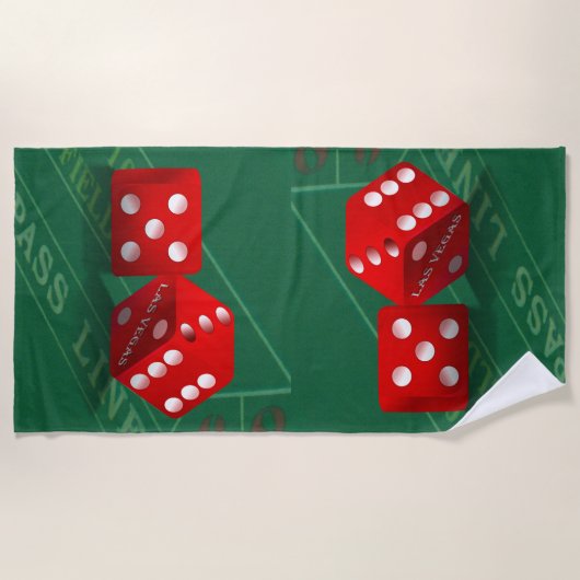 Las Vegas Dice op Craps Table Strandlaken (Voorkant)