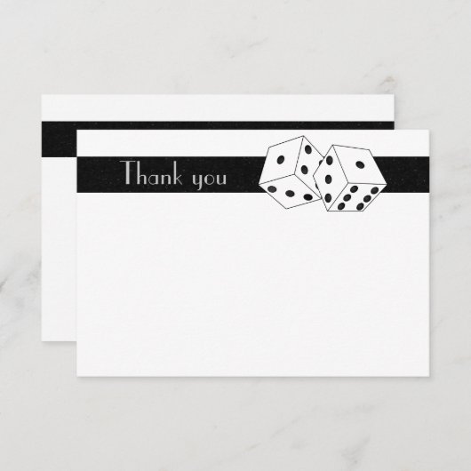 Las Vegas Dice Thème Merci plat blanc & noir (Devant / Derrière)