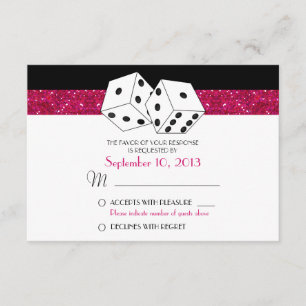 Las Vegas Dice Theme RSVP Hot Pink Faux Glitter Kaartje