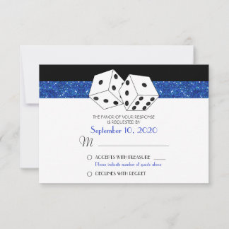 Las Vegas Dice Theme RSVP Royal Blue Faux Glitter Kaartje