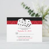 Las Vegas Dice Theme RSVP Ruby Red Faux Glitter Kaartje (Staand voorkant)