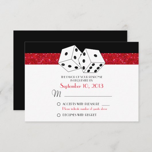 Las Vegas Dice Thème RSVP Ruby Red Faux Parties sc (Devant / Derrière)