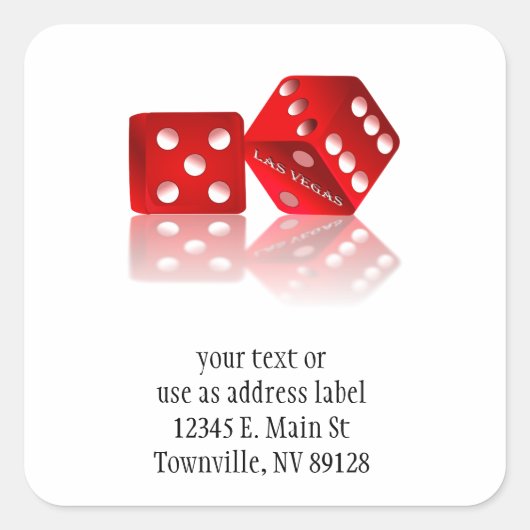 Las Vegas Dice Vierkante Sticker (Voorkant)