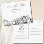 Las Vegas Enregistrer la date Carte postale Mariag<br><div class="desc">Las Vegas moderne noir et blanc enregistrer la date invitation carte postale sur papier mat. L'avant présente un sketch époustouflant, donnant le ton parfait pour votre jour de mariage. Ajoutez la personnaliser du texte pour en faire votre propre. Entrez l'outil de conception Zazzle pour des personnalisations de conception supplémentaires. S'affiche...</div>