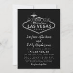 Las Vegas Fabuleux Destination Mariage Invitation<br><div class="desc">Une invitation pour un Mariage de Las Vegas avec le fabuleux panneau éclairé dans un élégant effet faux argent sur un arrière - plan noir, conçu avec un mariage de destination en tête, y compris l'espace pour les déplacements optionnels et les détails de l'hébergement sur le dos, ce qui en...</div>