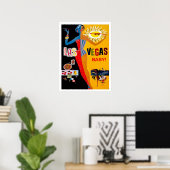 Las Vegas, fille de casino, affiche de voyage vint (Bureau à domicile)