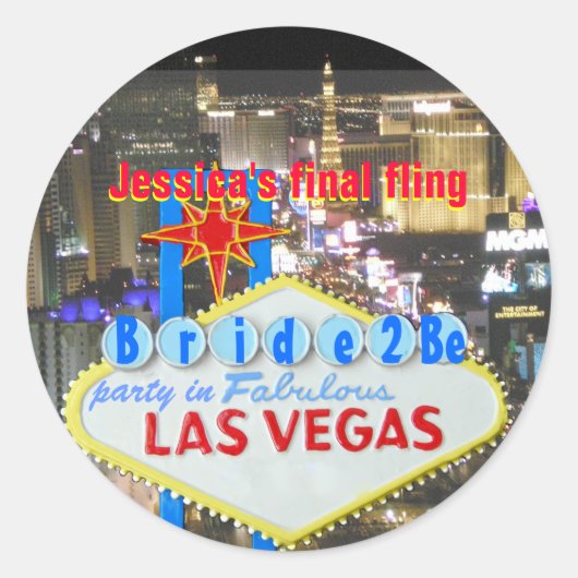 Las Vegas Final Fling Bride to Be Ronde Sticker (Voorkant)