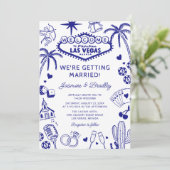 Las Vegas Fun Doodle Wedding Kaart (Staand voorkant)