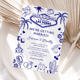 Las Vegas Fun Doodle Wedding Kaart