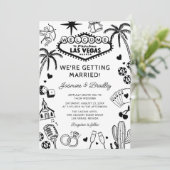 Las Vegas Fun Doodle Wedding Kaart (Staand voorkant)