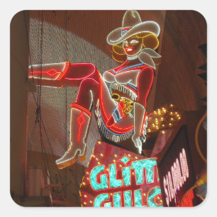 Las Vegas Glitter Gulch Vierkante Sticker