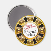 Las Vegas Gold & Black Casino Chip Magnet Favorise (Recto/Verso)
