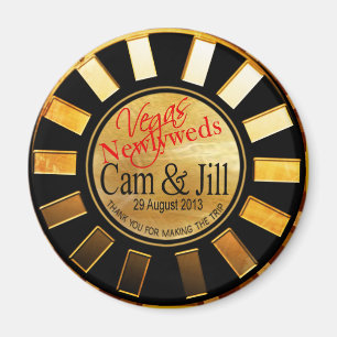 Las Vegas Goud Zwart Retro Casino Chip Favor Magneet