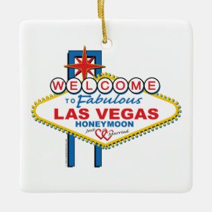 Las Vegas Honeymoon retro Keramisch Ornament