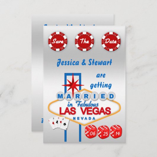 Las Vegas Huwelijk Opslaan Datum Save The Date (Voorkant / Achterkant)